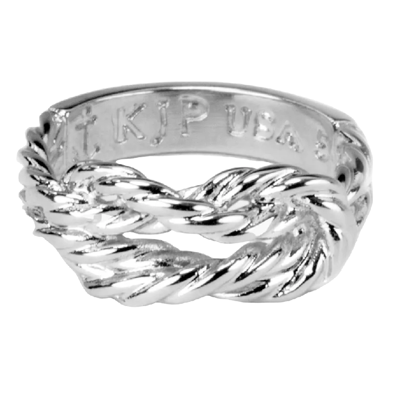 unique wedding bands with diamonds -Sailor Knot Ring - Silver