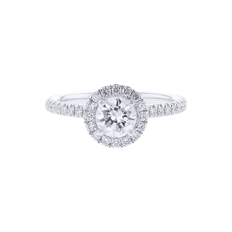 custom wedding rings for women with diamonds -Saylor Certified Ready for Love Diamond Halo Engagement Ring 1ct