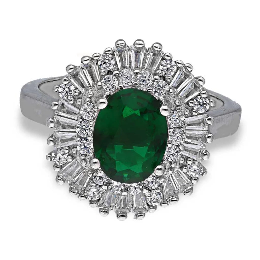 high-quality gemstone rings -Sterling Silver 925 Green Oval Shaped Solitaire Ring - FKJRNSL3520