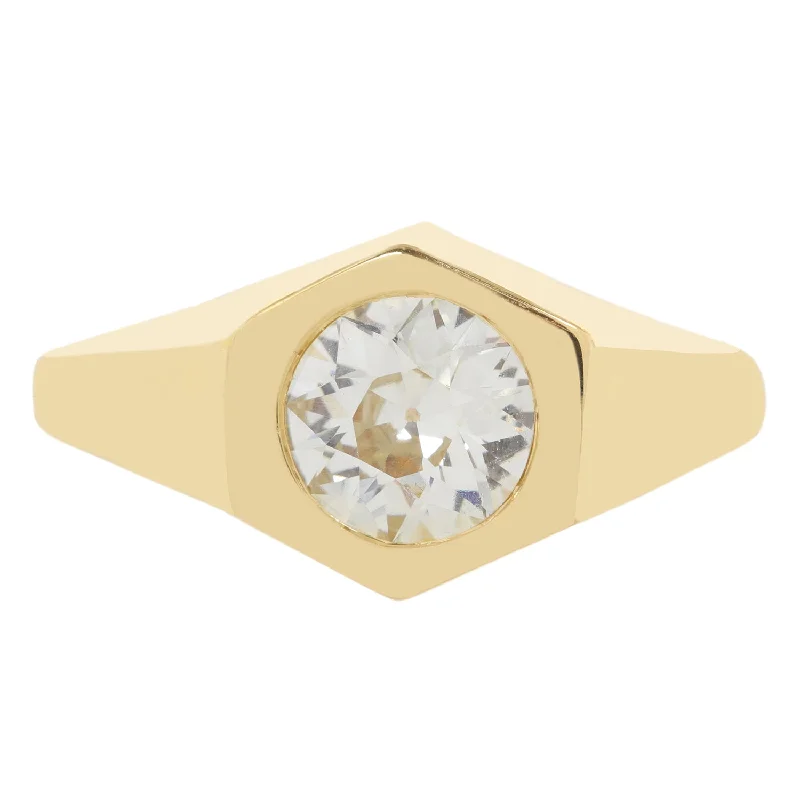 vintage wedding rings with diamonds -Supernova Diamond Signet Ring