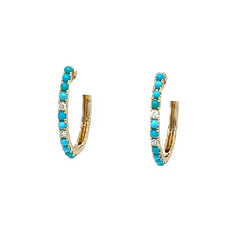 vintage diamond earrings for gifts -Turquoise Hoop Earrings