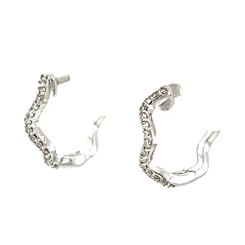 gold earrings for wedding gifts -White 10 Karat Small Hoop Earrings