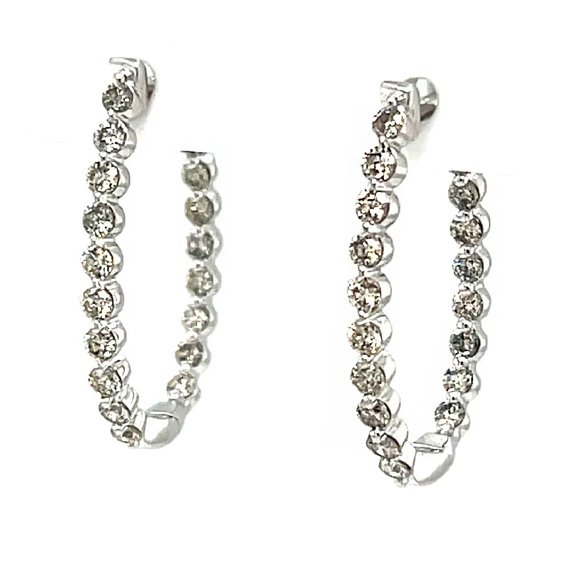 custom drop earrings with pearls -White 14 Karat Small Hoop Earrings