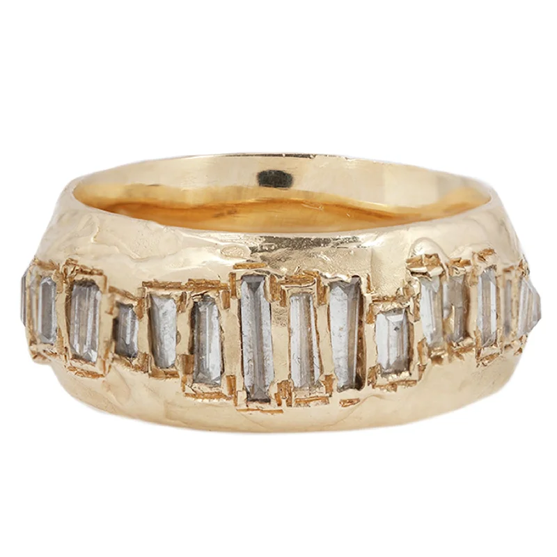 modern diamond rings for men -X Soft White Scatter Baguette Ring