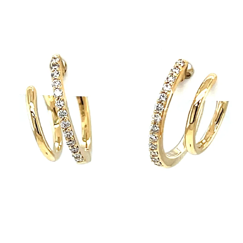 fashion earrings with birthstones -Yellow 10 Karat Double Hoop Earrings