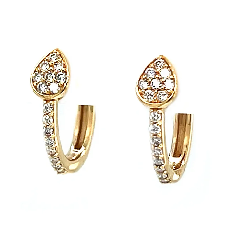 statement silver earrings with diamonds -Yellow 10 Karat Fancy Hoop Earrings