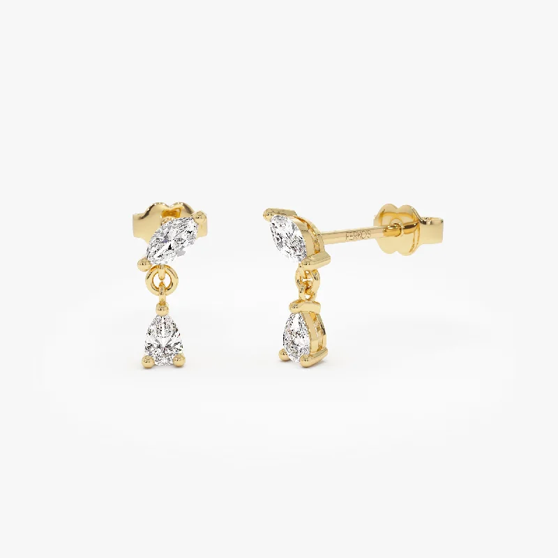 crystal earrings for special occasions -0.50 ctw 14k Mixed Match Dangling Lab Grown Diamond Studs - Kinsley