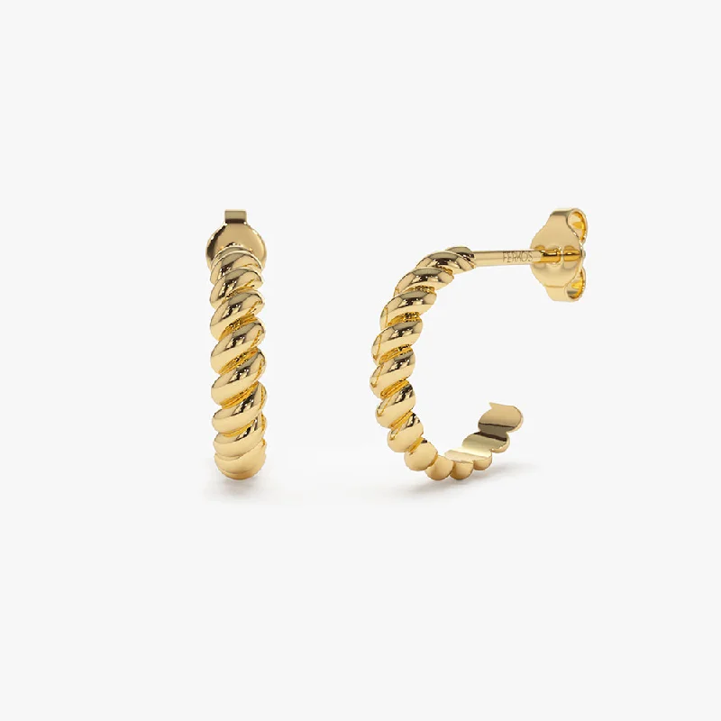 personalized stud earrings for gifts -14k Braided 3MM Twist Earrings