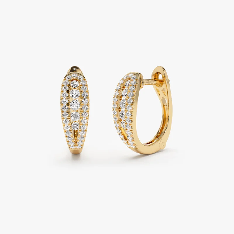 gold earrings with sapphires for formal wear -14k Cute Diamond Huggie Earrings