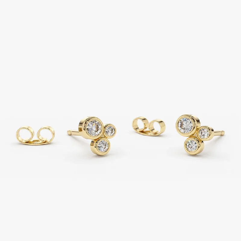 silver earrings with citrine stones -14K Gold Graduated Diamond Stud Earrings