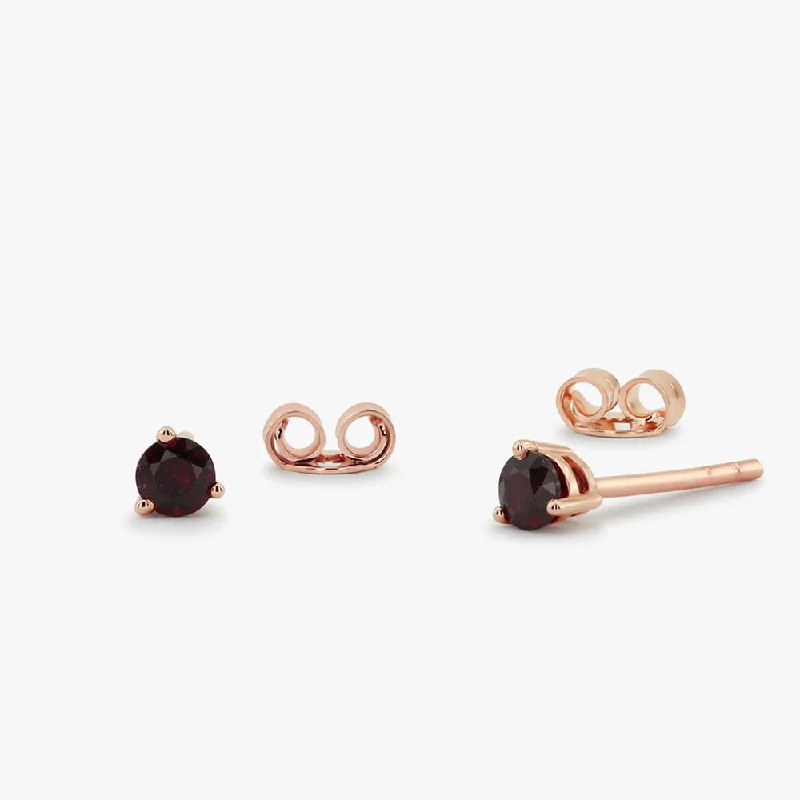 large diamond stud earrings for weddings -14K Gold Round Cut Ruby Stud Earrings