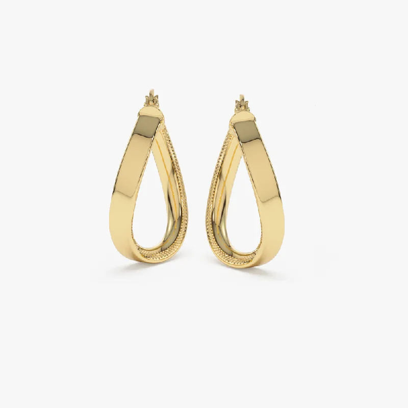 handmade earrings for brides -14k Unique Style Latch Back Gold Hoop Earrings