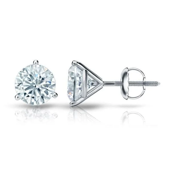 handmade earrings for bridal parties -Auriya 14k Gold Certified 1.20 carat TDW 3-Prong Martini Round Diamond Stud Earrings