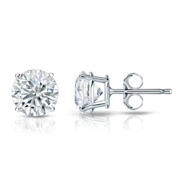 silver earrings for gifts with diamonds -Auriya 14k Gold GIA Certified 4.70 ct. TDW Round Diamond Stud Earrings