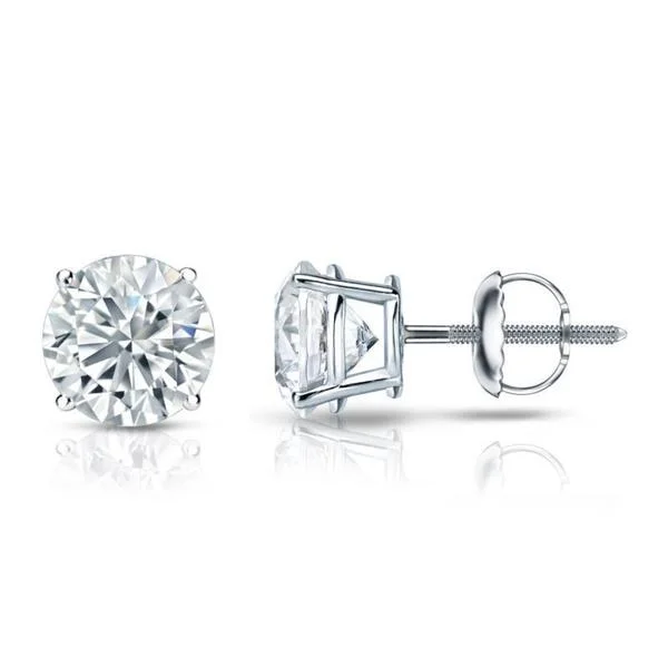 trendy gemstone earrings for casual wear -Auriya 18k Gold Certified 2.00 carat TW Round Diamond Stud Earrings