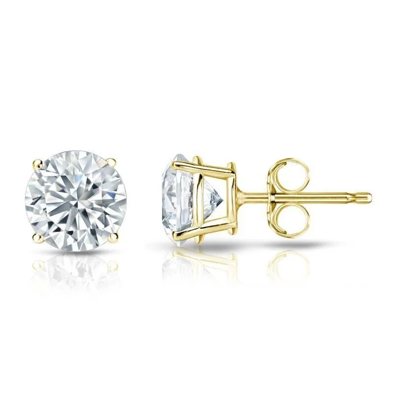 gold earrings for family gifts -Auriya 18k Gold GIA Certified 2 carat TW Round Diamond Stud Earrings