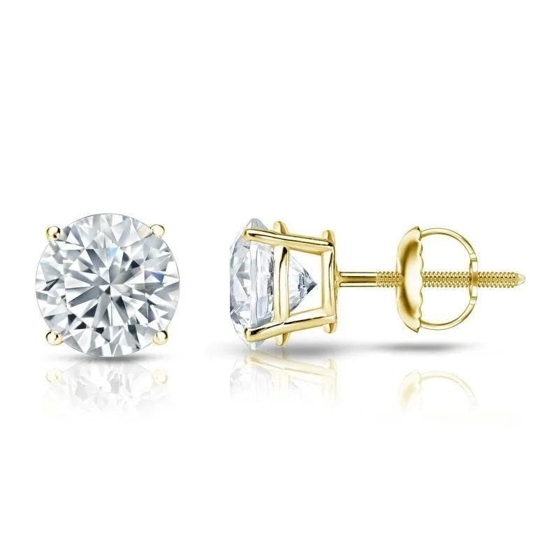 trendy silver earrings with birthstones -Auriya 18k Gold GIA Certified 3.20 carat TW Round Diamond Stud Earrings