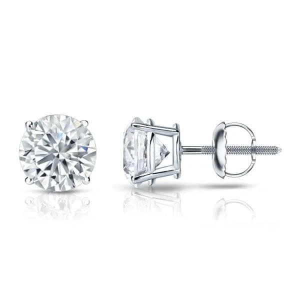 trendy earrings for everyday wear -Auriya 18k Gold GIA Certified 4.00 carat TW Round Diamond Stud Earrings