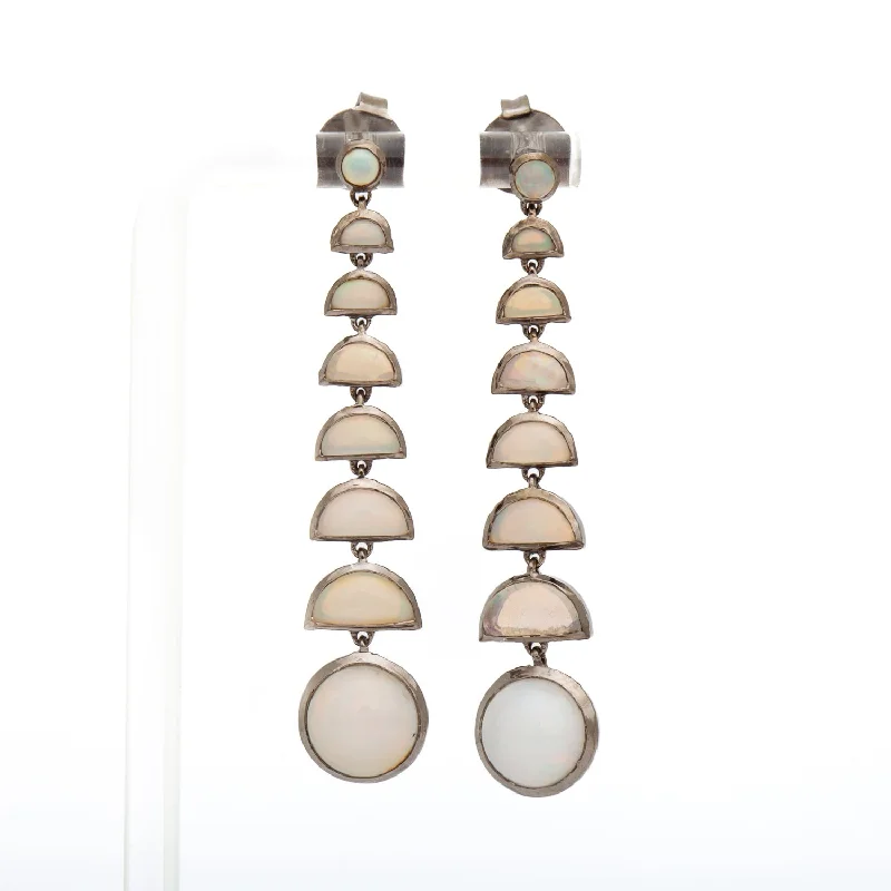 silver earrings for anniversary gifts -Ethiopian Opal Ballbearing Earrings