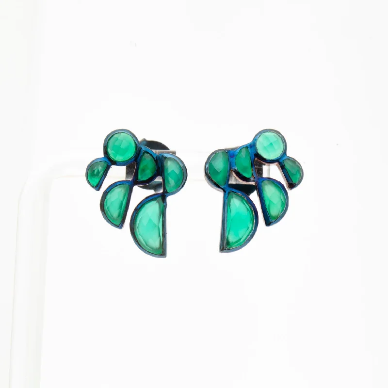 gold drop earrings for evening wear -Green Onyx Prawn Earrings