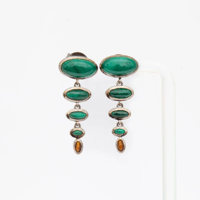 custom earrings for bridesmaids -Malachite & Tiger's Eye Totem Earrings