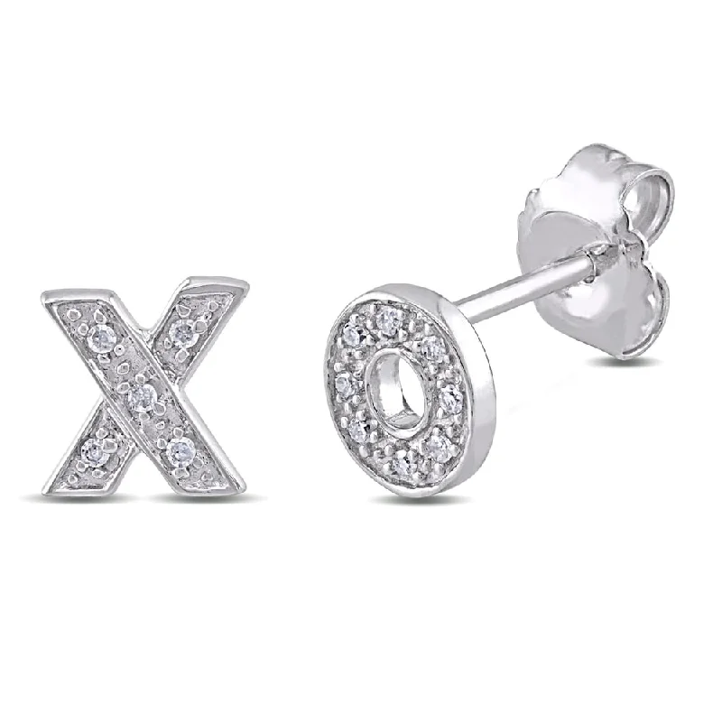 fashionable hoop earrings with pearls -Miadora Sterling Silver Diamond Accent 'X' and 'O' Stud Earrings