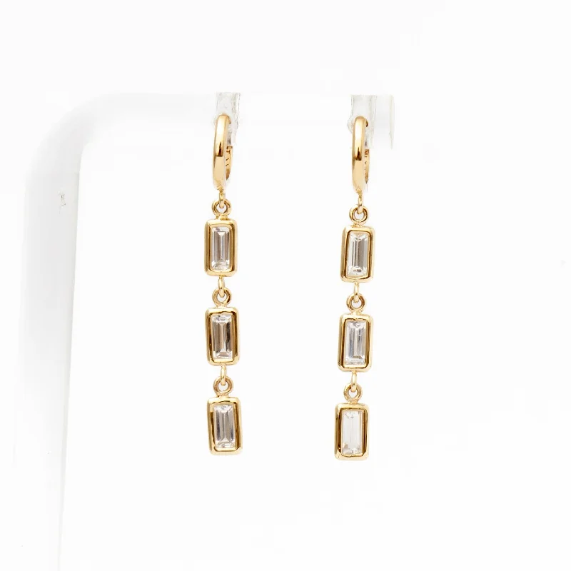 stylish hoop earrings with diamonds -White Sapphire Brick Brigade Strand Earrings