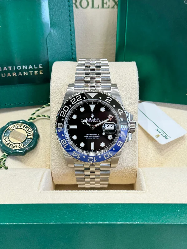 oversized analog watches for men with bold faces -2024 Rolex GMT-Master II Batgirl 126710BLNR