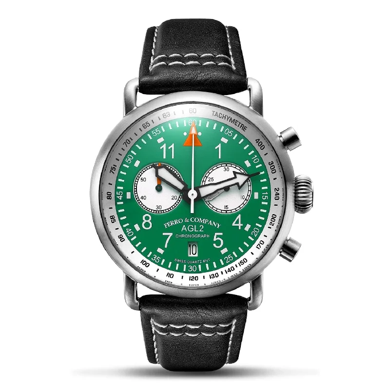 fashionable watches for men with calendar -AGL 2 Chronograph Green