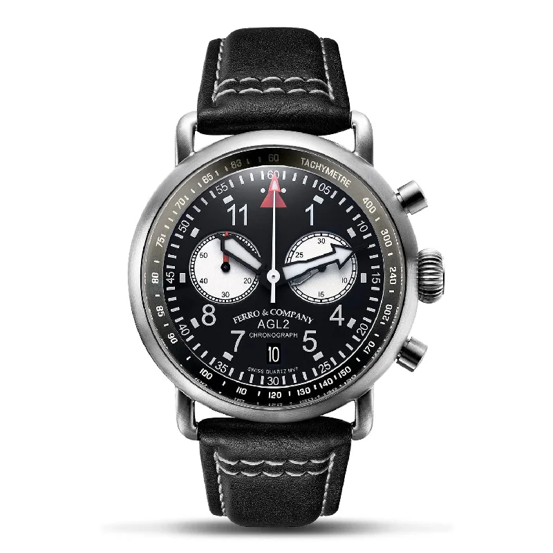 waterproof watches with alarm function -AGL 2 Chronograph Black