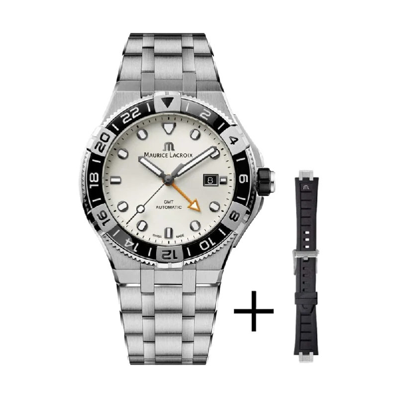 sleek silver watches for formal wear -AIKON Venturer GMT 43mm