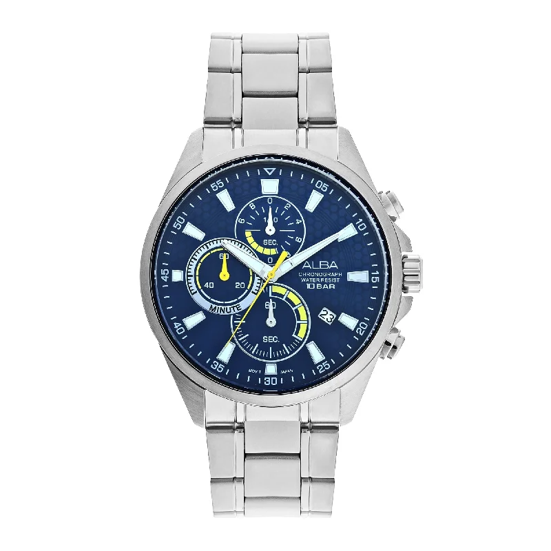 minimalist wristwatches for men -Alba AM3873X1 Navy Blue Dial Chronograph