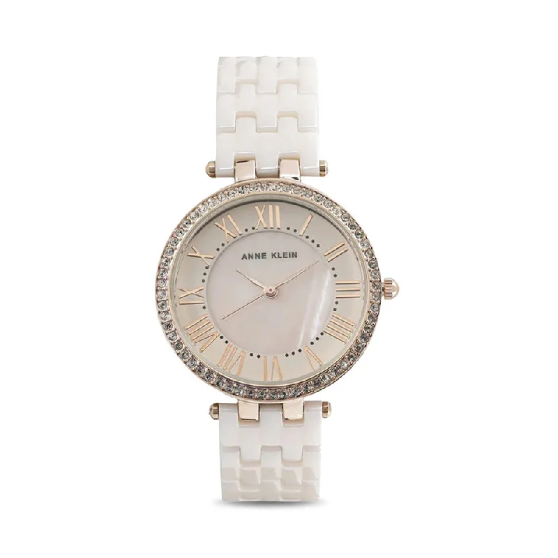 minimalist gold watches for women -ANNE KLEIN NDAK2130RGLP Ceramics Analog Watch For Women