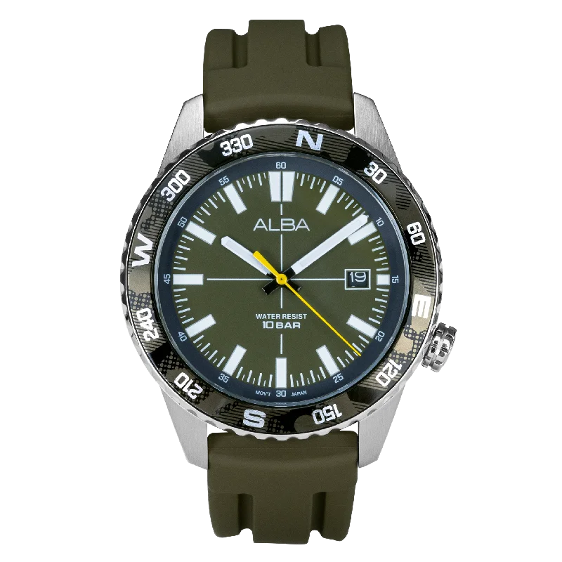 solar-powered watches for outdoor enthusiasts -Alba AS9Q21X1 Watch With Rotating Bezel