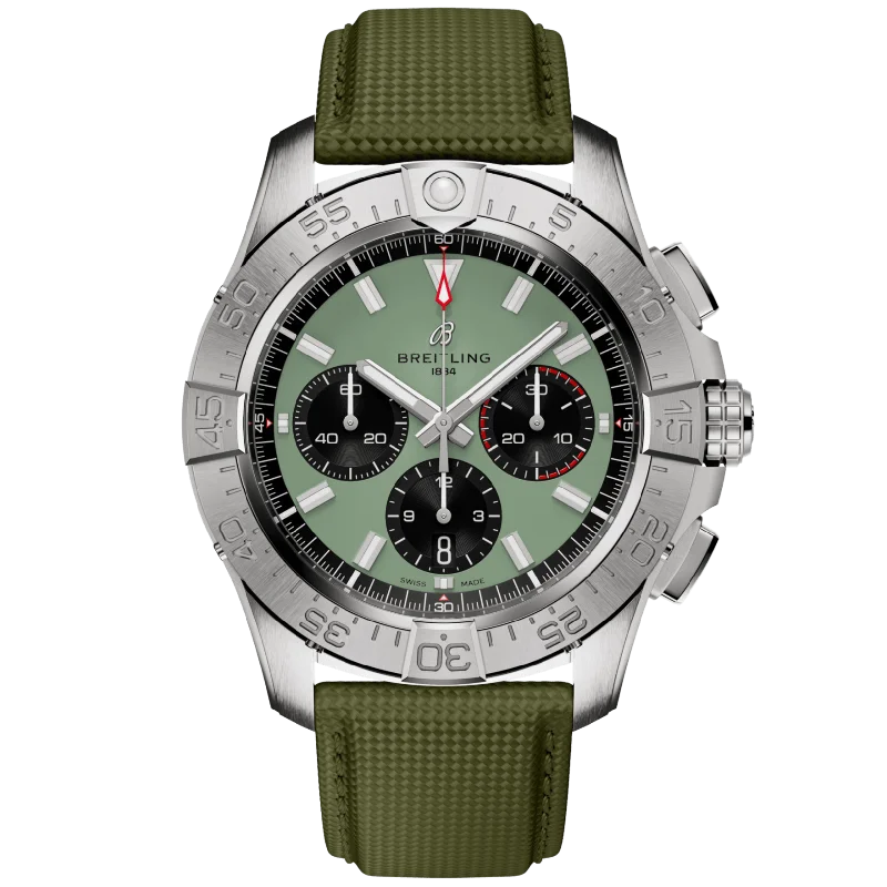 rugged watches for men with altitude measurement -Breitling Avenger B01 Chronograph Mint Green Dial Men 44mm