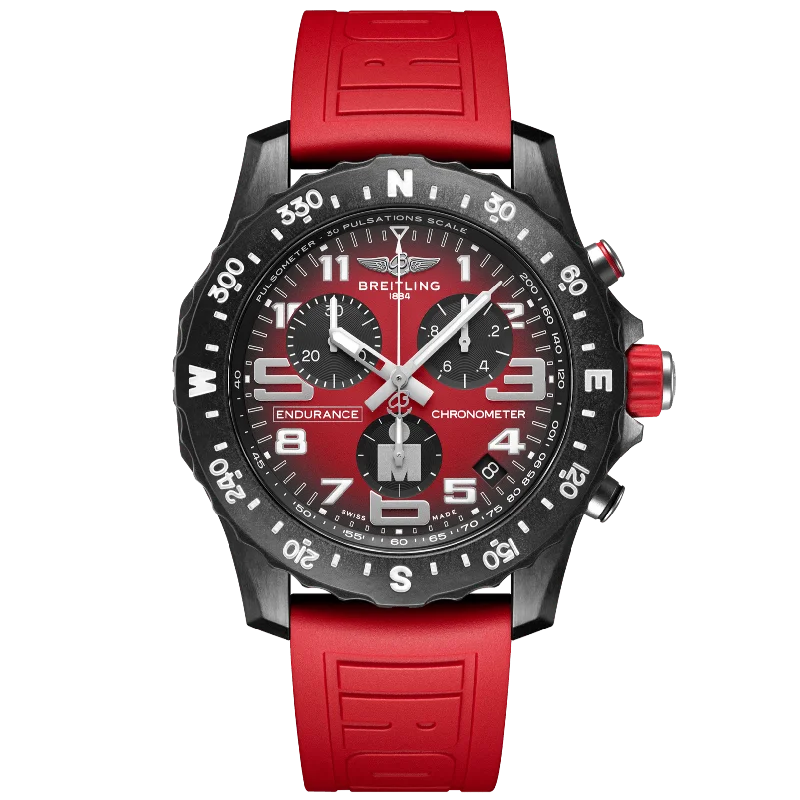 sporty watches with compass function for outdoor use -Breitling Endurance Pro IRONMAN Red Dial Men 44mm