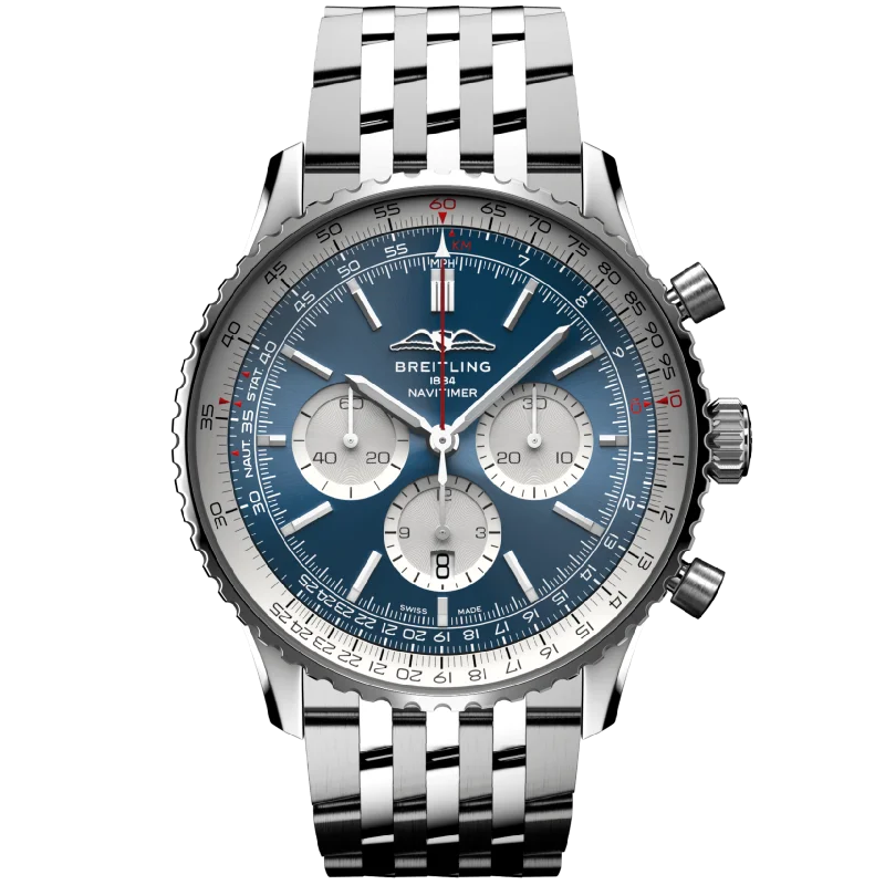 customizable sport watches for athletes -Breitling Navitimer B01 Chronograph Blue Dial Men 46mm