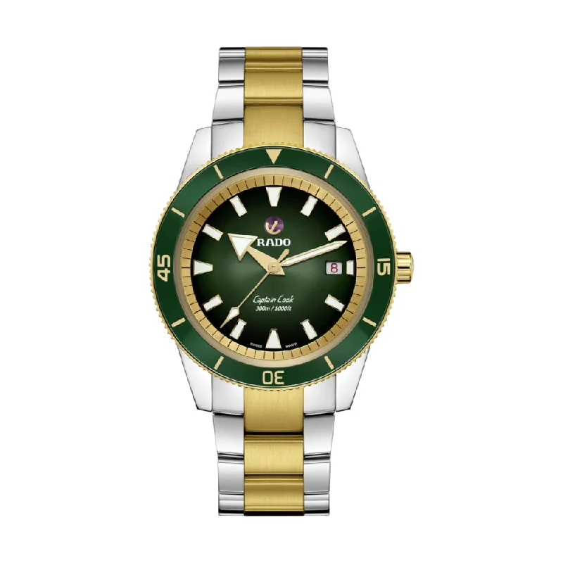 fitness tracker watches for women with sleep mode -Captain Cook Automatic 42mm Two-Tone Green Dial