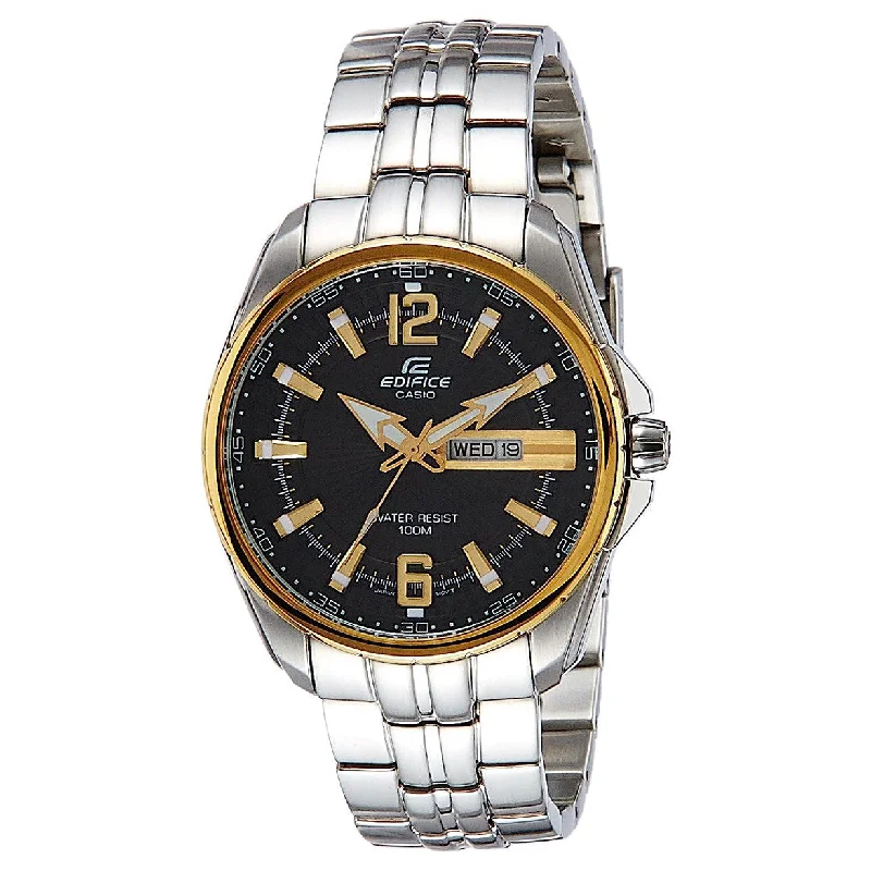 solar watches for outdoor enthusiasts -Casio Edifice Black & Gold Dial Men's Watch 45mm