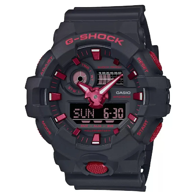 durable sports watches for men with shock resistance -Casio G-Shock Black & Red Dial Men 53.4mm