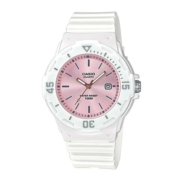 sleek digital watches for women with fitness tracking -Casio Women's Analog White Resin Band Watch LRW200H-4E3 LRW-200H-4E3