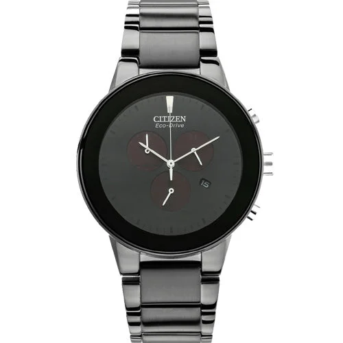 stylish silver watches for men with clean designs -Citizen Eco-Drive Black Dial Men 43mm AT2245-57E