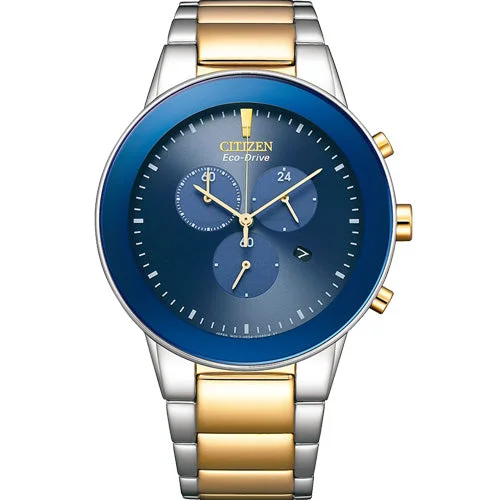 smartwatches with sleep tracking for men -Citizen Eco-Drive Blue Dial Men 43mm AT2244-84L