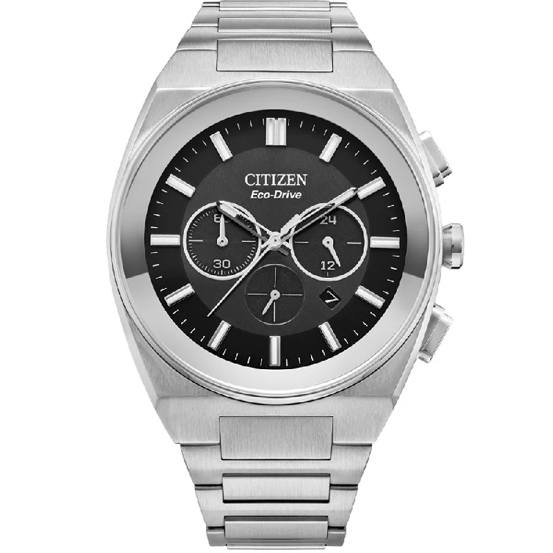 men’s classic stainless steel watches with date window -Citizen Eco-Drive CA4580-50E Chronograph