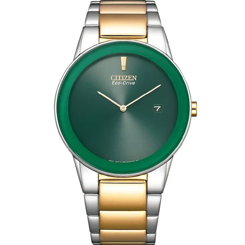 vintage-style watches for men with leather bands -Citizen Eco-Drive Green Dial Men 40mm AU1064-85X