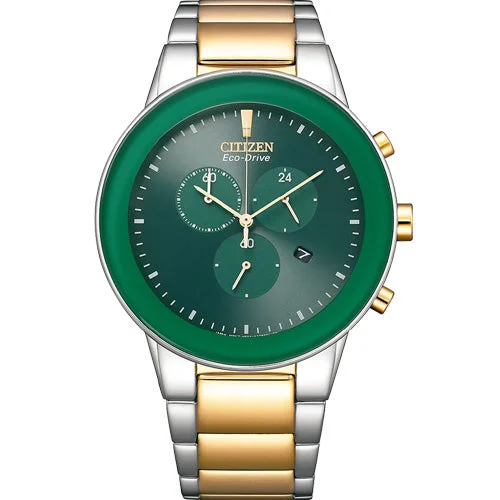 elegant watches for women with mesh metal bands -Citizen Eco-Drive Green Dial Men 43mm AT2244-84X