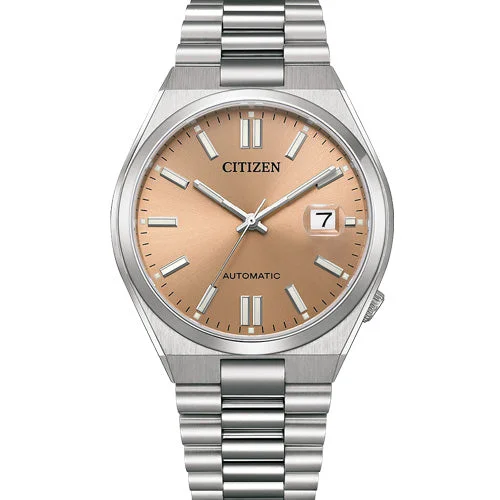 vintage leather strap watches for women -Citizen Mechanical Pantone Warm Sand Dial Men 40mm NJ0158-89Y