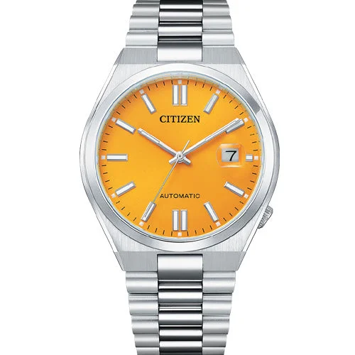 solar-powered analog watches for women with sleek dials -Citizen Mechanical Yellow Dial Men 40mm NJ0150-81Z