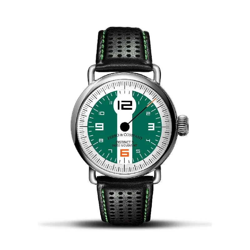 sleek silver watches for formal wear -Distinct 3  British Racing Green