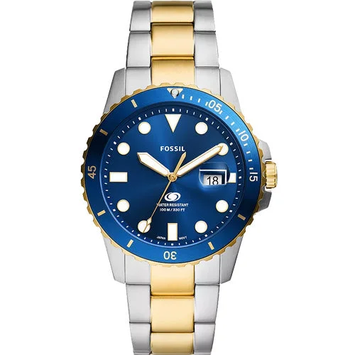 slim-profile watches for women with stainless steel bands -Fossil Blue Dive Blue Dial Men 42mm